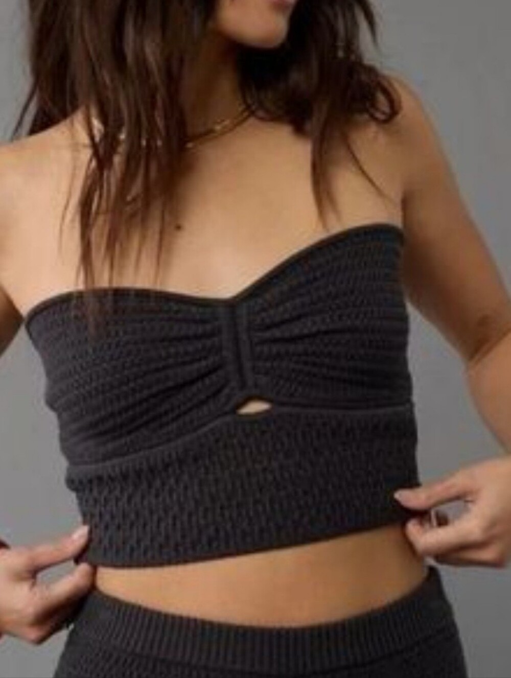 American Eagle Outfitters Strapless Knit Crop Top